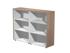 Armoire mi-haute double Flora - L162,8xP43xH119,8 cm - 4 étagères - merisier arabis