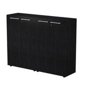 Armoire mi-haute double Flora - L162,8xP43xH119,8 cm - portes mélaminés - 4 étagères - frêne noir