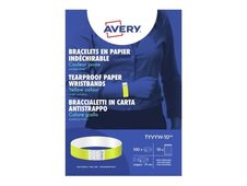 Avery - 100 Étiquettes pour bracelet - 19 x 256 mm - jaune fluo