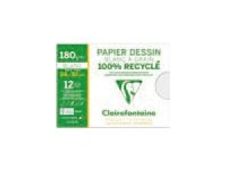 Clairefontaine - Pochette papier à dessin recyclé - 12 feuilles - 24 x 32 cm - 180 gr - blanc
