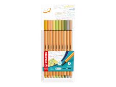 STABILO Point 88 Soft Colors - Pack de 10 feutres fin - couleurs assorties