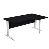 Bureau compact Trend - L160 cm - retour à droite - Pieds métals - plateau imitation frêne noir