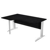 Bureau compact Trend - L160 cm - retour à gauche - Pieds métals - plateau imitation frêne noir