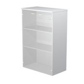 Bibliothèque haute Trend - L80xP35xH120 cm - 2 portes en verre dépoli - gris