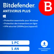 Bitdefender antivirus plus - Code d'activation envoyé par email valable pour 1 appareil pendant 1 an