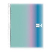 Notebook Aurora, A4, quadrillage 5x5 mm, 120 feuilles de 4 couleurs, Miquelrius, Santorini.