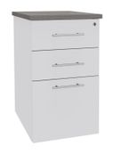Caisson HT bureau - steely/stelly manager - Profondeur 60 cm - blanc perle - top chene gris