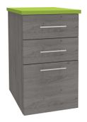 Caisson HT bureau - steely/stelly manager - Profondeur 60 cm - chene gris - top vert 