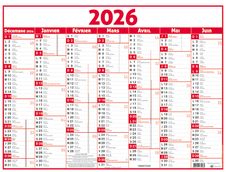 Calendrier Classique - 7 mois par face - 43 x 55 cm - rouge - Oberthur