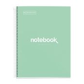 Notebook Emotions, couverture rigide, A4 lignes horizontales 7 mm, 120 feuilles de 5 couleurs, Miquelrius, Menthe.