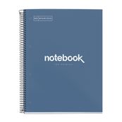 Notebook Emotions, couverture rigide, A4 lignes horizontales 7 mm, 120 feuilles de 5 couleurs, Miquelrius, Bleu Marine.