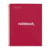 Notebook Emotions, couverture rigide, A4 lignes horizontales 7 mm, 120 feuilles de 5 couleurs, Miquelrius, Rouge.