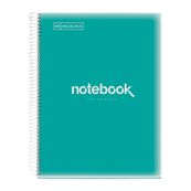 Notebook Emotions, couverture souple, A4 lignes horizontales 7 mm, 120 feuilles de 5 couleurs, Miquelrius, Turquoise.