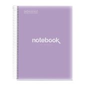 Notebook Emotions, couverture souple, A4 lignes horizontales 7 mm, 120 feuilles de 5 couleurs, Miquelrius, Lavande.