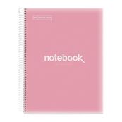 Notebook Emotions, couverture souple, A4 lignes horizontales 7 mm, 120 feuilles de 5 couleurs, Miquelrius, Rose.