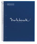 Notebook Emotions, couverture rigide, A4, lignes horizontales 7 mm, 80 feuilles de 1 couleur, Miquelrius, Marine.