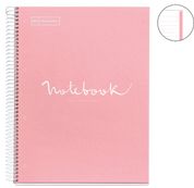 Notebook Emotions, couverture rigide, A4, lignes horizontales 7 mm, 80 feuilles de 1 couleur, Miquelrius, Rose.