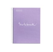 Notebook Emotions, couverture rigide, A4 lignes horizontales 7 mm, 120 feuilles de 5 couleurs, Miquelrius, Lavande.