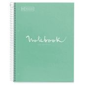 Notebook Emotions, couverture rigide, A4 lignes horizontales 7 mm, 120 feuilles de 5 couleurs, Miquelrius, Menthe.