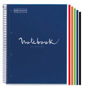 Notebook Emotions, couverture rigide, A4 lignes horizontales 7 mm, 120 feuilles de 5 couleurs, Miquelrius, Bleu Marine.