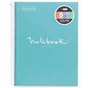 Notebook Emotions, couverture rigide, A4 lignes horizontales 7 mm 120 feuilles de 5 couleurs, Miquelrius, Bleu ciel.