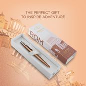 Parker Jotter - Stylo bille - Édition spéciale Rome - Bronze Finition chrome - Encre Bleue - Coffret cadeau