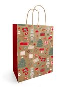 Sac kraft poignées torsadées Noella brun -  23 x 12 x 30 cm
