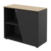 Armoire basse KHEOPS  - porte à droite - structure carbone - finition imitation chêne clair