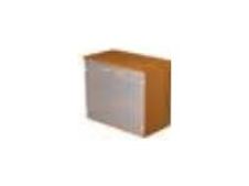 Bibliothèque basse Trend - L80xP35xH72 cm - 2 portes en verre dépoli - gris