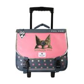 Cartable a roulettes 38 cm Wonder Fox- 2 compartiments- gris-  Pol Fox