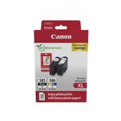 Canon PG-585XL/CL-586XL Photo Value Pack - Pack de 2 - à rendement élevé - noir, couleur (cyan, magenta, jaune) - boîte de suspension - jeu de papier / cartouche d'encre