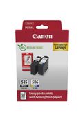 Canon PG-585/CL-586 Photo Value Pack - Pack de 2 - noir, couleur (cyan, magenta, jaune) - boîte de suspension - jeu de papier / cartouche d'encre