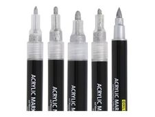 ONLINE Lettering Set - 5 stylos-pinceaux différents, feutres fins et jeu de marqueurs - non permanent - argent