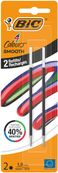 BIC 4 Couleurs Smooth Recharges Pour Stylo-Bille Pointe Moyenne (1,0 mm) - Noir, Blister de 2