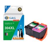 Cartouche compatible HP 304XL - Pack de 2 - noir, cyan, magenta, jaune - G&G