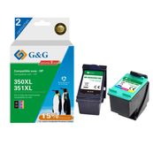 Cartouche compatible HP 350XL/351XL - Pack de 2 - noir, cyan, magenta, jaune - G&G