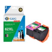 Cartouche compatible HP 62XL - Pack de 2 - noir, cyan, magenta, jaune - G&G