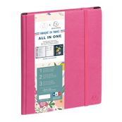 Agenda de bureau Mini Labo All in One EasyTime 21S spiralé - 1 semaine sur 1 page  + 1 carnet de notes ligné -15 x 21 cm - Rose - Exacompta