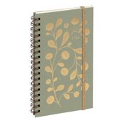 Agenda de poche Végétal Espace 16S spiralé - 1 semaine sur 2 pages -  9 x 16 cm - Vert/Or - Exacompta