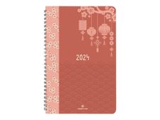 Oberthur Tokyo - Agenda - 2024 - semainier - reliure à anneaux métalliques - 100 x 150 mm - lanterns
