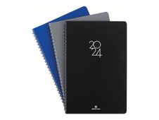 Oberthur Portland - Agenda - 2024 - semainier - reliure à anneaux métalliques - F16PW - 90 x 165 mm - couverture bleue - papier