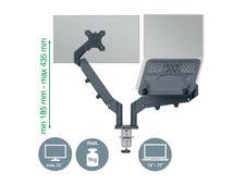 Leitz Ergo - Kit de montage (spring-assisted dual arm) - pour 2 écrans LCD ou écran LCD et ordinateur portable - space saving - gris foncé - Taille d'écran : 17"-32"