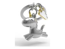 Metalmorphose - Porte-clés - 3D flying unicorn - alliage de zinc - shiny chrome, blanc