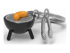 Metalmorphose - Porte-clés - bbq & pincer - alliage de zinc, silicone - shiny chrome, noir, orange