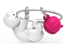 Metalmorphose - Porte-clés - playing cat - alliage de zinc, silicone - blanc, Fuchsia