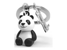 Metalmorphose - Porte-clés - panda with bamboo stick - alliage de zinc - shiny chrome, noir, blanc