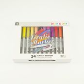 Lot de 24 marqueurs acryliques – pointe ogive pour dessin et loisirs créatifs