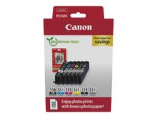 Canon PGI-530/CLI-531 - Pack de 6 - noir pigmenté, noir, cyan, magenta, jaune, gris - cartouche d'encre originale