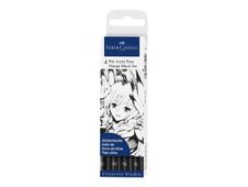 FABER-CASTELL - 4 Feutres PITT Artist Pen Manga - fins et précis - encre permanente indélébile - idéal pour le style manga