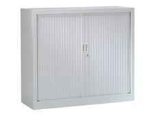 Armoire basse monobloc à rideaux GENERIC - 100 x 120 x 43 cm - gris